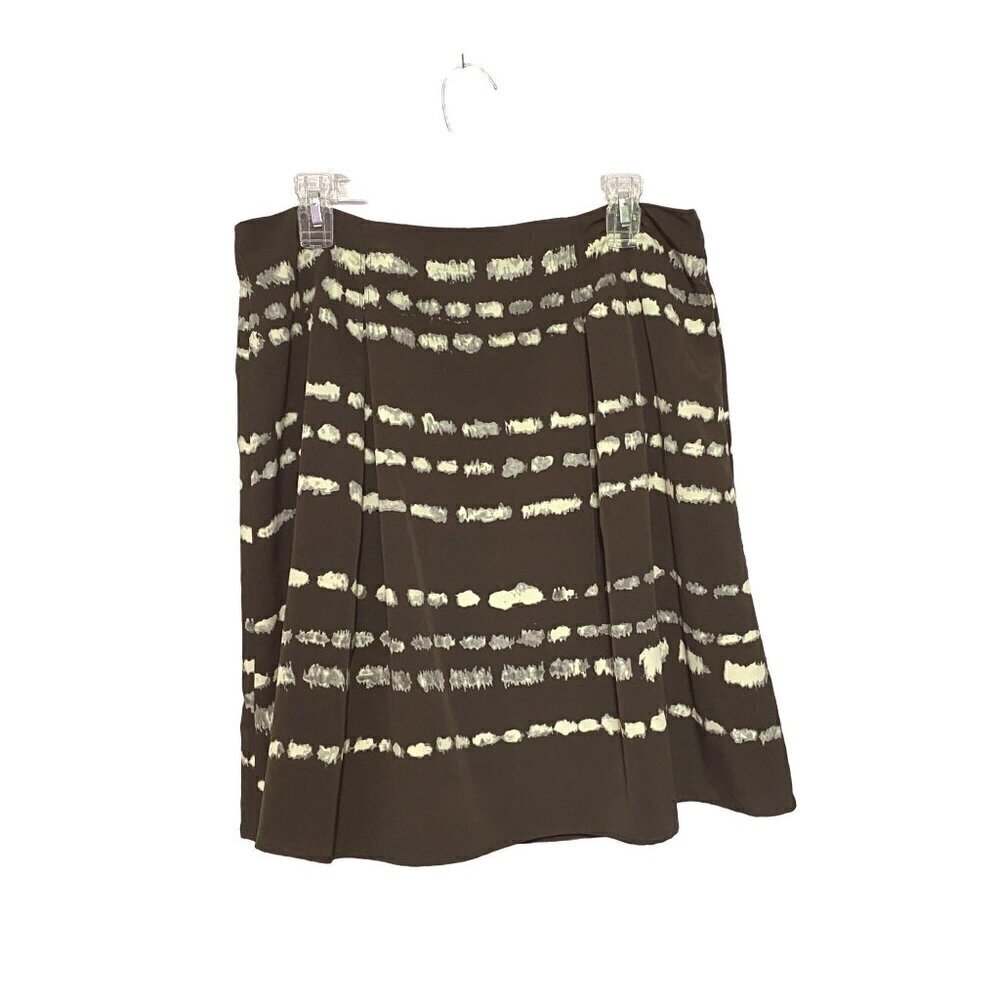 Simply Vera Vera Wang Semi-Pleated A-Line Skirt‎ Brown & Ivory Women’s 10